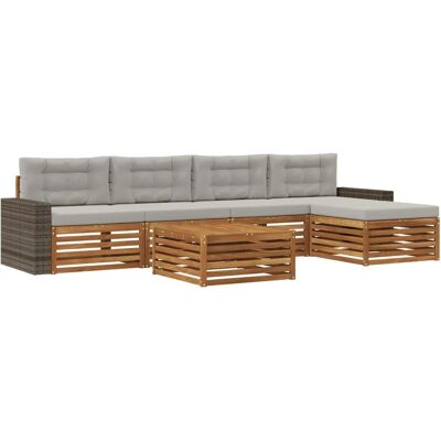 vidaXL Outdoor-Sofagarnitur 6 Stk Natur und Hellgrau 3383279 vidaXL Outdoor-Sofagarnitur 6 Stk Natur und Hellgrau 3383279