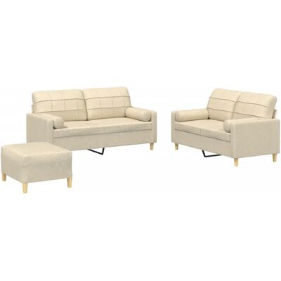 vidaXL 3-tlg. Creme Stoff-Sofagruppe - Sofatype vidaXL 3-tlg. Creme Stoff-Sofagruppe - Sofatype