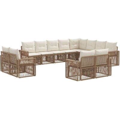 vidaXL Gartensofa-Set 12-Tlg Beige und Cremeweiß Poly-Rattan 3435300 vidaXL Gartensofa-Set 12-Tlg Beige und Cremeweiß Poly-Rattan 3435300