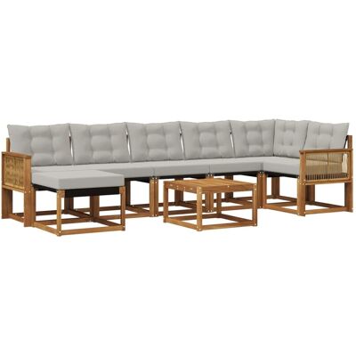 vidaXL Outdoor-Sofagarnitur mit Kissen 8 Stk Natur und Hellgrau 3382115 vidaXL Outdoor-Sofagarnitur mit Kissen 8 Stk Natur und Hellgrau 3382115