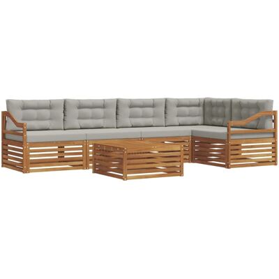 vidaXL Outdoor-Sofagarnitur mit Kissen 6-Tlg Natur und Hellgrau 3373516 vidaXL Outdoor-Sofagarnitur mit Kissen 6-Tlg Natur und Hellgrau 3373516