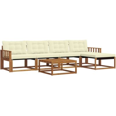 vidaXL Outdoor-Sofagarnitur mit Kissen 6-Tlg Natur und Creme 3369381 vidaXL Outdoor-Sofagarnitur mit Kissen 6-Tlg Natur und Creme 3369381