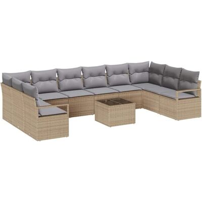 vidaXL Garten-Sofa-Set 11-Tlg Beige Poly Rattan 3346570 vidaXL Garten-Sofa-Set 11-Tlg Beige Poly Rattan 3346570