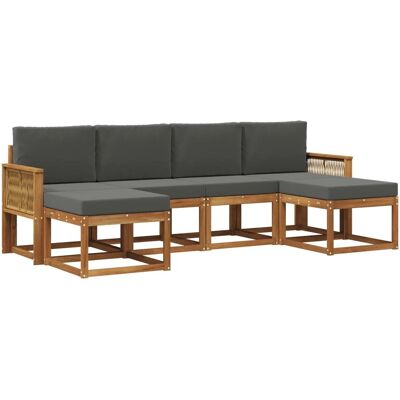 vidaXL Outdoor-Sofagarnitur 6 Stk Natur und Anthrazit Polyester 3385438 vidaXL Outdoor-Sofagarnitur 6 Stk Natur und Anthrazit Polyester 3385438