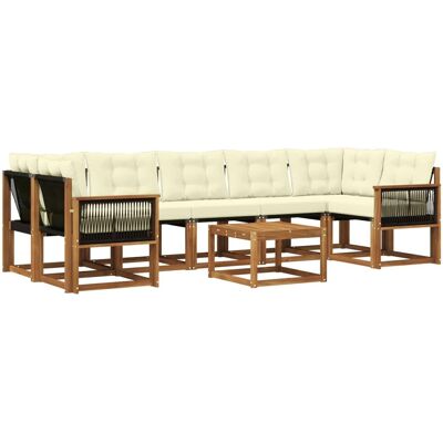 vidaXL Outdoor-Sofagarnitur mit Kissen 8 Stk Natur und Creme 3381838 vidaXL Outdoor-Sofagarnitur mit Kissen 8 Stk Natur und Creme 3381838