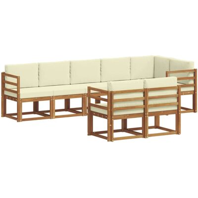 vidaXL Outdoor-Sofagarnitur mit Kissen 8 Stk Natur und Creme 3366553 vidaXL Outdoor-Sofagarnitur mit Kissen 8 Stk Natur und Creme 3366553