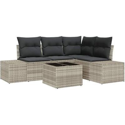 Vidaxl Gartensofa-Set - 5-teilig mit Kissen, Grau Vidaxl Gartensofa-Set - 5-teilig mit Kissen, Grau