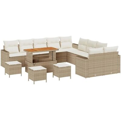 vidaXL Gartensofa-set mit Kissen 18-Tlg Beige und Creme Poly-Rattan 3363631 vidaXL Gartensofa-set mit Kissen 18-Tlg Beige und Creme Poly-Rattan 3363631
