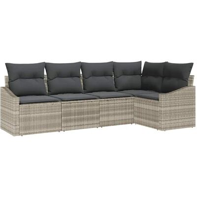 VidaXL Gartensofagarnitur - Modern Hellgrau, Kissen, Modular VidaXL Gartensofagarnitur - Modern Hellgrau, Kissen, Modular