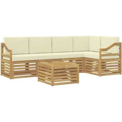 vidaXL Ecksofa Set mit Kissen 6 Stk Weiß und Creme Massivholz Akazie 3391890 vidaXL Ecksofa Set mit Kissen 6 Stk Weiß und Creme Massivholz Akazie 3391890