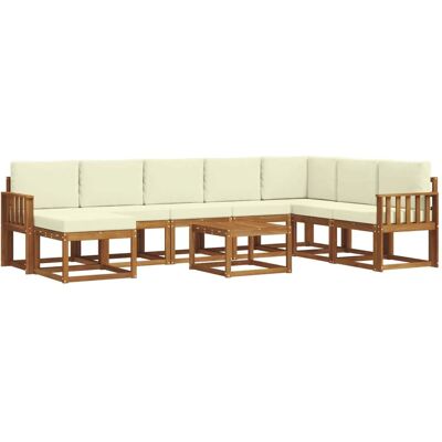 vidaXL Outdoor-Sofagarnitur mit Kissen 9-Tlg Natur und Creme 3366843 vidaXL Outdoor-Sofagarnitur mit Kissen 9-Tlg Natur und Creme 3366843