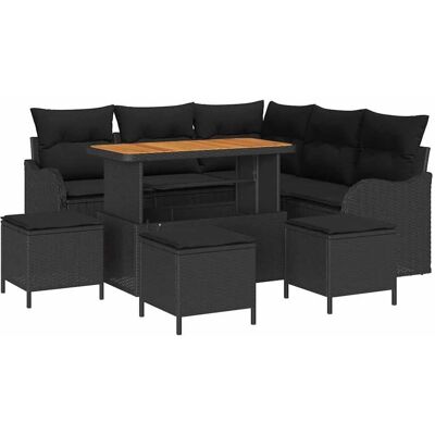 vidaXL Garten-Sofa-Set mit Kissen mit Speicher 9-Tlg Schwarz 3364219 vidaXL Garten-Sofa-Set mit Kissen mit Speicher 9-Tlg Schwarz 3364219