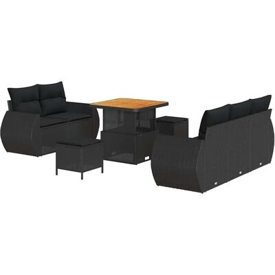 vidaXL Garten-Sofa-Set 8-Tlg Schwarz Poly Rattan 3361814 vidaXL Garten-Sofa-Set 8-Tlg Schwarz Poly Rattan 3361814