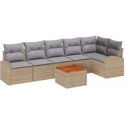 vidaXL Garten-Sofa-Set 7-Tlg Beige Poly Rattan 3347588 vidaXL Garten-Sofa-Set 7-Tlg Beige Poly Rattan 3347588