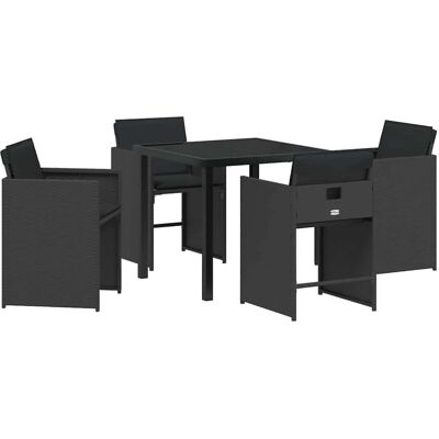 vidaXL Garten Essgruppe 5-Tlg Schwarz Poly-Rattan 3380689 vidaXL Garten Essgruppe 5-Tlg Schwarz Poly-Rattan 3380689