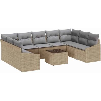 vidaXL Gartensofa-set mit Kissen 9-Tlg Beige und Hellgrau Poly-Rattan 3355559 vidaXL Gartensofa-set mit Kissen 9-Tlg Beige und Hellgrau Poly-Rattan 3355559