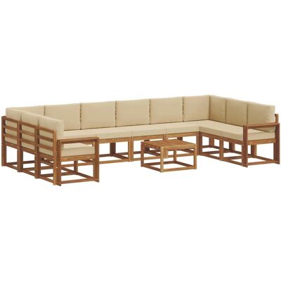 vidaXL Outdoor-Sofagarnitur mit Kissen 11-Tlg Natur und Beige 3367096 vidaXL Outdoor-Sofagarnitur mit Kissen 11-Tlg Natur und Beige 3367096