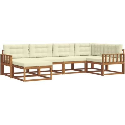vidaXL Outdoor-Sofagarnitur mit Kissen 6-Tlg Natur und Creme 3367818 vidaXL Outdoor-Sofagarnitur mit Kissen 6-Tlg Natur und Creme 3367818