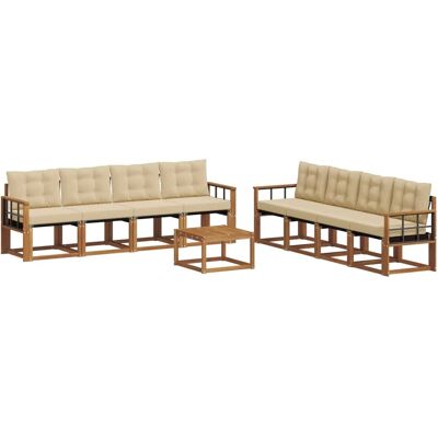 vidaXL Outdoor-Sofagarnitur mit Kissen 9-Tlg Natur und Beige 3368528 vidaXL Outdoor-Sofagarnitur mit Kissen 9-Tlg Natur und Beige 3368528