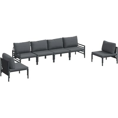 vidaXL Garten-Sofa-Set 6-Tlg Anthrazit Stahl 3378976 vidaXL Garten-Sofa-Set 6-Tlg Anthrazit Stahl 3378976