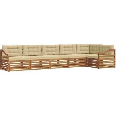 vidaXL Outdoor-Sofagarnitur mit Kissen 6-Tlg Natur und Beige 3373558 vidaXL Outdoor-Sofagarnitur mit Kissen 6-Tlg Natur und Beige 3373558