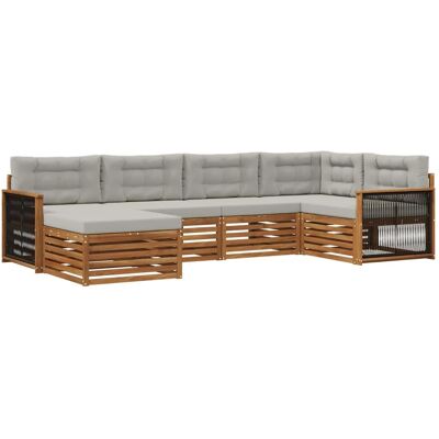 vidaXL Outdoor-Sofagarnitur mit Kissen 6 Stk Natur und Hellgrau 3383564 vidaXL Outdoor-Sofagarnitur mit Kissen 6 Stk Natur und Hellgrau 3383564