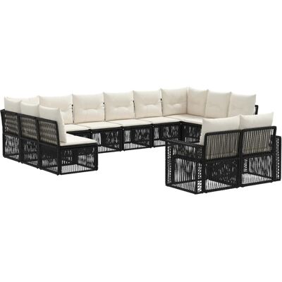 vidaXL Gartensofa-Set 12-Tlg Schwarz und Cremeweiß Poly-Rattan 3435268 vidaXL Gartensofa-Set 12-Tlg Schwarz und Cremeweiß Poly-Rattan 3435268