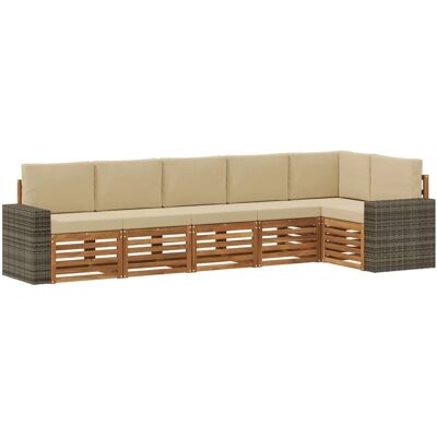 vidaXL Ecksofa Set mit Kissen 6 Stk Natur und Beige Massivholz Akazie 3384429 vidaXL Ecksofa Set mit Kissen 6 Stk Natur und Beige Massivholz Akazie 3384429