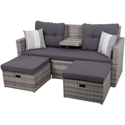 DELUKE Gartensofa YANNIK Alu-Kunststoff Hellgrau Gartenmöbel Set Garten Loungeset DELUKE Gartensofa YANNIK Alu-Kunststoff Hellgrau Gartenmöbel Set Garten Loungeset