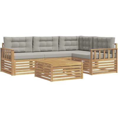 vidaXL Outdoor-Sofagarnitur 6-Tlg Weiß und Hellgrau Polyester 3390436 vidaXL Outdoor-Sofagarnitur 6-Tlg Weiß und Hellgrau Polyester 3390436