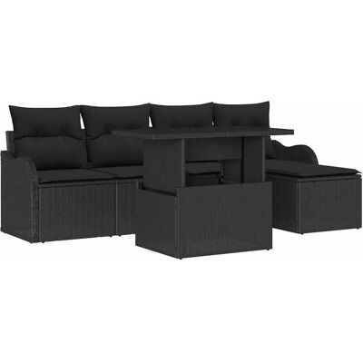 vidaXL Garten-Sofa-Set mit Kissen 6-Tlg Schwarz Poly Rattan 3348449 vidaXL Garten-Sofa-Set mit Kissen 6-Tlg Schwarz Poly Rattan 3348449