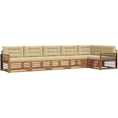 vidaXL Outdoor-Sofagarnitur mit Kissen 6-Tlg Natur und Beige 3373553 vidaXL Outdoor-Sofagarnitur mit Kissen 6-Tlg Natur und Beige 3373553
