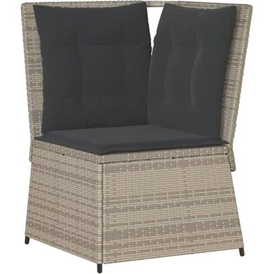 Furnicato Garten-ecksofa Mit Kissen Hellgrau Poly Rattan Furnicato Garten-ecksofa Mit Kissen Hellgrau Poly Rattan