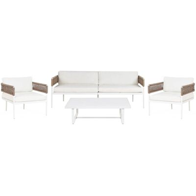Beliani Lounge Set SERLA Weiss Beige Beliani Lounge Set SERLA Weiss Beige