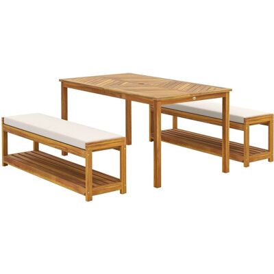 Outsunny Gartenmöbel-Set Akazienholz Polyester 150L x 85B x 75H cm Teak Outsunny Gartenmöbel-Set Akazienholz Polyester 150L x 85B x 75H cm Teak