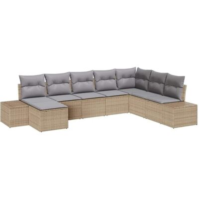 Beige Gartensofagarnitur - 8 Stück, Modern Außen-Rattanmöbel Beige Gartensofagarnitur - 8 Stück, Modern Außen-Rattanmöbel