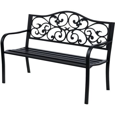 Outsunny Gartenbank Stahl Metall Schwarz 127L x 60B x 89H cm Outsunny Gartenbank Stahl Metall Schwarz 127L x 60B x 89H cm