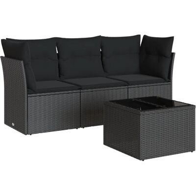 vidaXL 4-tlg Garten-Sofagarnitur mit Kissen Schwarz Poly Rattan Modell 6 vidaXL 4-tlg Garten-Sofagarnitur mit Kissen Schwarz Poly Rattan Modell 6