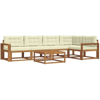 vidaXL Outdoor-Sofagarnitur mit Kissen 6-Tlg Natur und Creme 3367618 vidaXL Outdoor-Sofagarnitur mit Kissen 6-Tlg Natur und Creme 3367618