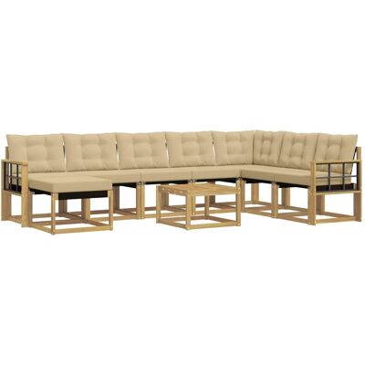 vidaXL Outdoor-Sofagarnitur mit Kissen 9-Tlg Weiß und Beige 3389795 vidaXL Outdoor-Sofagarnitur mit Kissen 9-Tlg Weiß und Beige 3389795