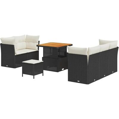 vidaXL Garten-Sofa-Set Höhenverstellbar 8-Tlg Schwarz Poly Rattan 3361425 vidaXL Garten-Sofa-Set Höhenverstellbar 8-Tlg Schwarz Poly Rattan 3361425