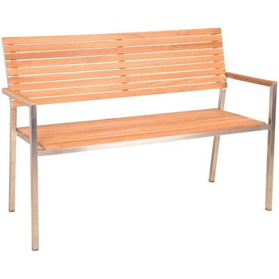 DELUKE Gartenbank LEON 2-Sitzer 125cm Breit Edelstahl Teak Silber Terrassenbank Wetterfest Sitzbank Outdoor Bank DELUKE Gartenbank LEON 2-Sitzer 125cm Breit Edelstahl Teak Silber Terrassenbank Wetterfest Sitzbank Outdoor Bank