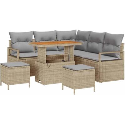 vidaXL Garten-Sofa-Set mit Kissen 8-Tlg Beige Poly Rattan 3362527 vidaXL Garten-Sofa-Set mit Kissen 8-Tlg Beige Poly Rattan 3362527