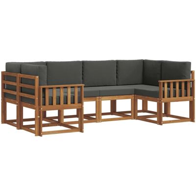 vidaXL Outdoor-Sofagarnitur mit Kissen 6-Tlg Natur und Anthrazit 3366880 vidaXL Outdoor-Sofagarnitur mit Kissen 6-Tlg Natur und Anthrazit 3366880