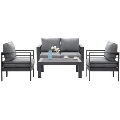 MeXo Gartenmöbel Set aus Aluminium Loungeset für 4 Personen Grau MeXo Gartenmöbel Set aus Aluminium Loungeset für 4 Personen Grau