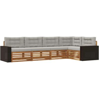 vidaXL Outdoor-Sofagarnitur 5 Stk Natur und Hellgrau 3383364 vidaXL Outdoor-Sofagarnitur 5 Stk Natur und Hellgrau 3383364
