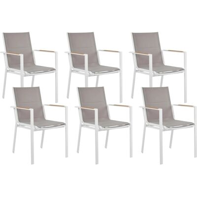 Beliani Gartenstuhl Weiss Grau Heller Holzfarbton 64x56x90 Beliani Gartenstuhl Weiss Grau Heller Holzfarbton 64x56x90