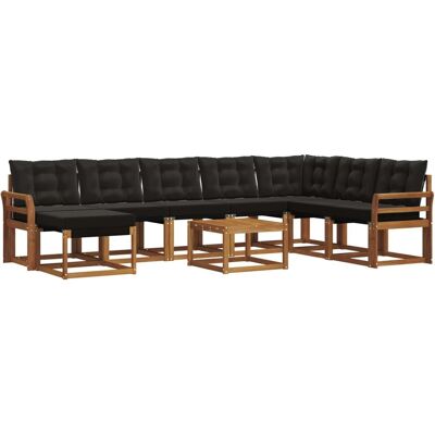 vidaXL Outdoor-Sofagarnitur mit Kissen 9-Tlg Natur und Schwarz 3368979 vidaXL Outdoor-Sofagarnitur mit Kissen 9-Tlg Natur und Schwarz 3368979