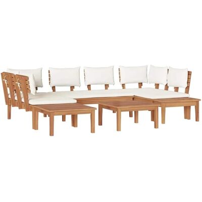 vidaXL Gartenbänke Set mit Kissen mit Speicher 4-Tlg Braun Creme 3356876 vidaXL Gartenbänke Set mit Kissen mit Speicher 4-Tlg Braun Creme 3356876