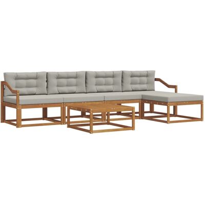 vidaXL Outdoor-Sofagarnitur mit Kissen 6-Tlg Natur und Hellgrau 3367489 vidaXL Outdoor-Sofagarnitur mit Kissen 6-Tlg Natur und Hellgrau 3367489